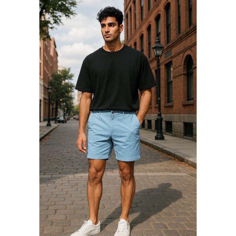 PENGUIN By Munsingwear Men's Slim Fit 8" Inseam Blue Shorts 38
